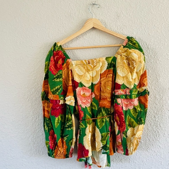 FARM Rio Puff Ruffle Sleeve Wrap Top in Floral NWT size small - Picture 6 of 16